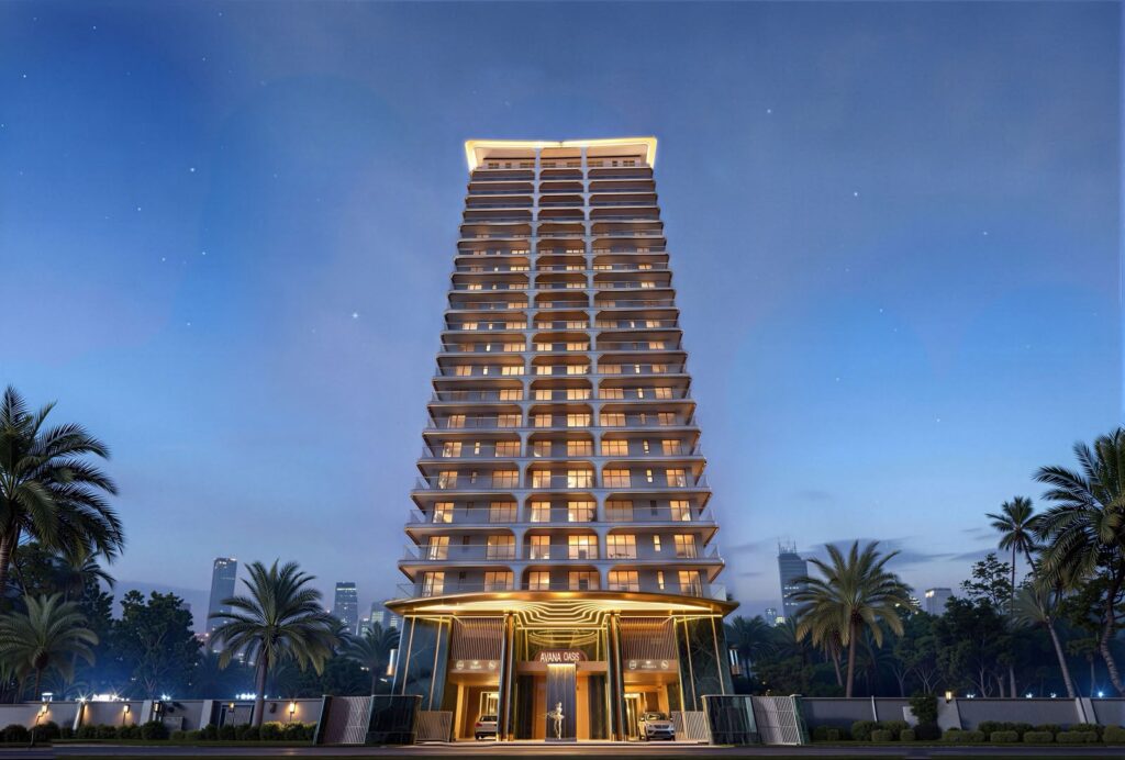 Avana Oasis - Residential tower at dusk (marketing render)