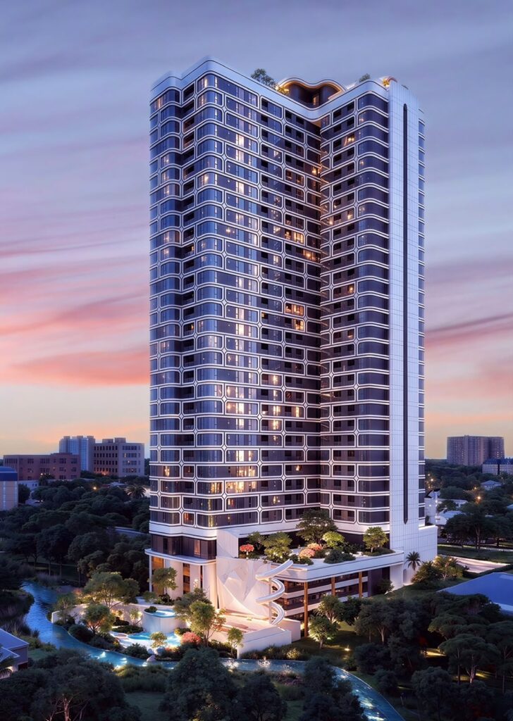 02 Coral Cove Riverside – Residential tower perspective (marketing render)