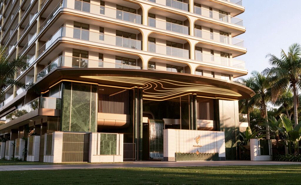 03 Avana Oasis – Entrance and arrival driveway (marketing render)