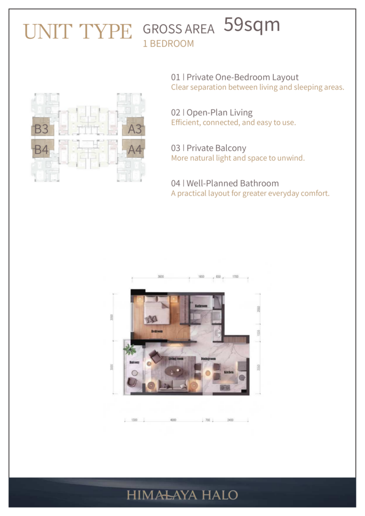 Himalaya Halo – 1 Bedroom 59 sqm – Official Floor Plan