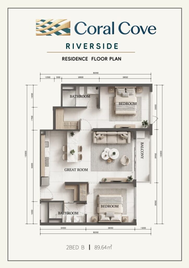 Plan 04 Coral Cove Riverside – Supplied Floor Plan – 2BED B – 89.64 sqm