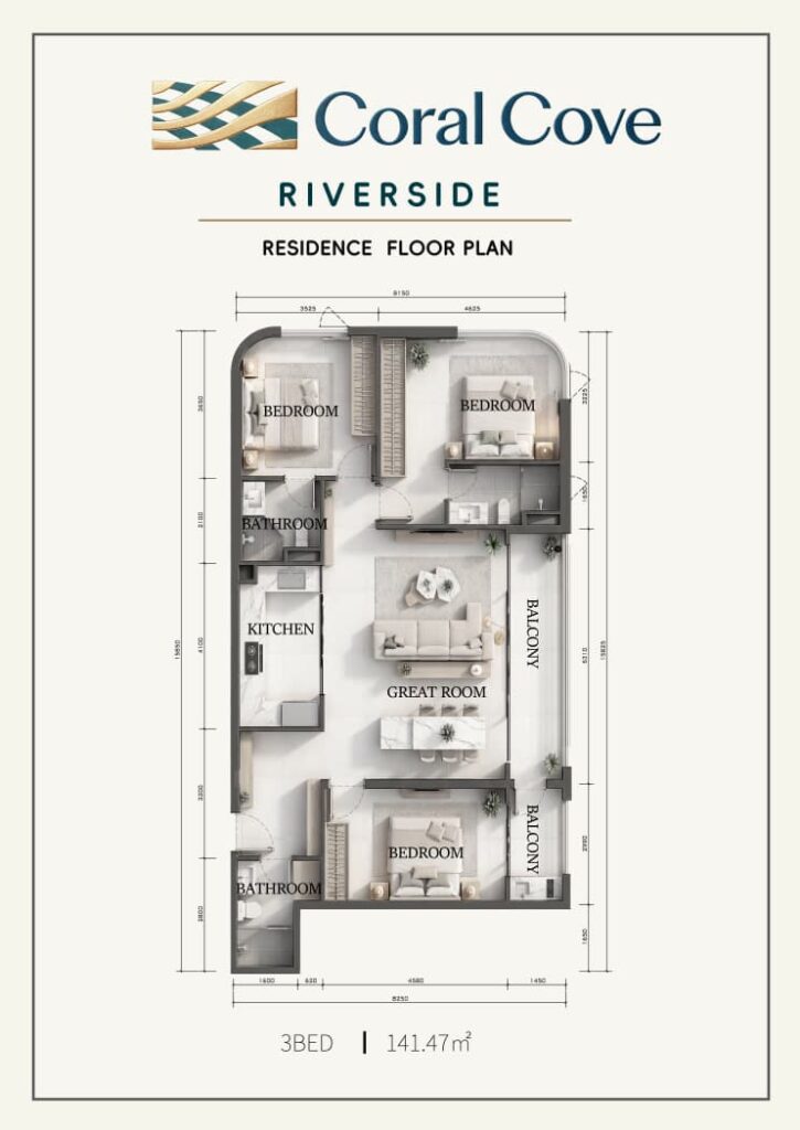 Plan 07 Coral Cove Riverside – Supplied Floor Plan – 3BED – 141.47 sqm