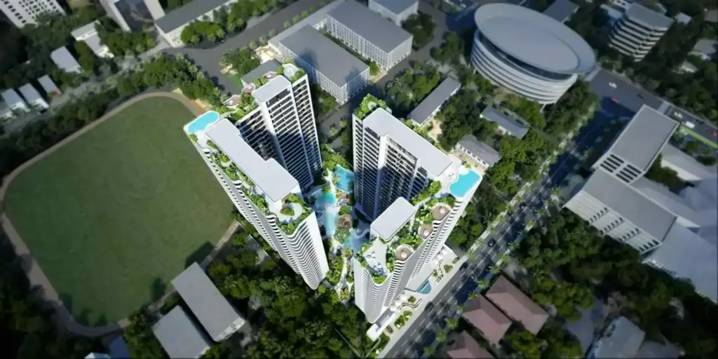 Amani Residence architectural render: aerial view of the proposed development