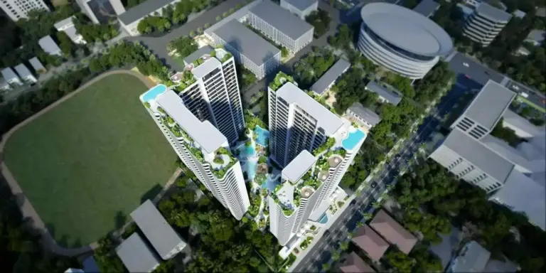 Amani Residence architectural render: aerial view of the proposed development