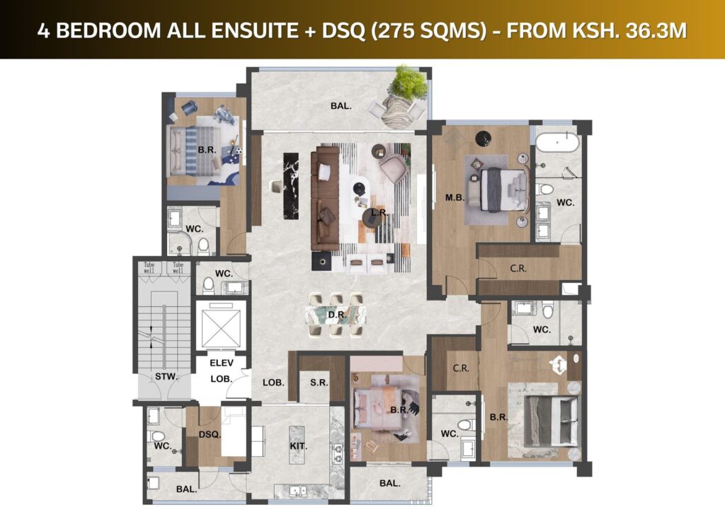 Gaia Brookside floor plan: 4 bedroom + dsq — 275 m² floor plan
