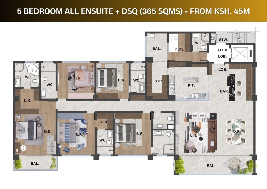 Gaia Brookside floor plan: 5 bedroom + dsq — 365 m² floor plan