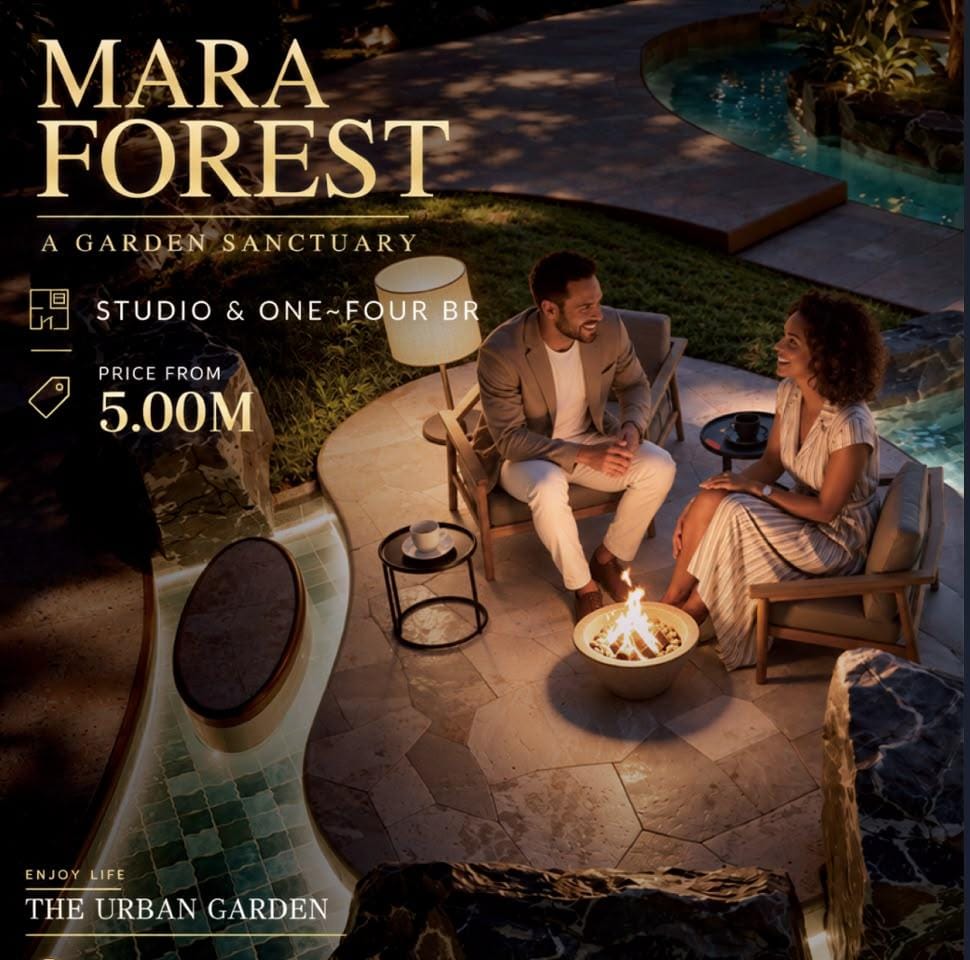 Mara Forest Residencies promotional architectural render: outdoor lounge