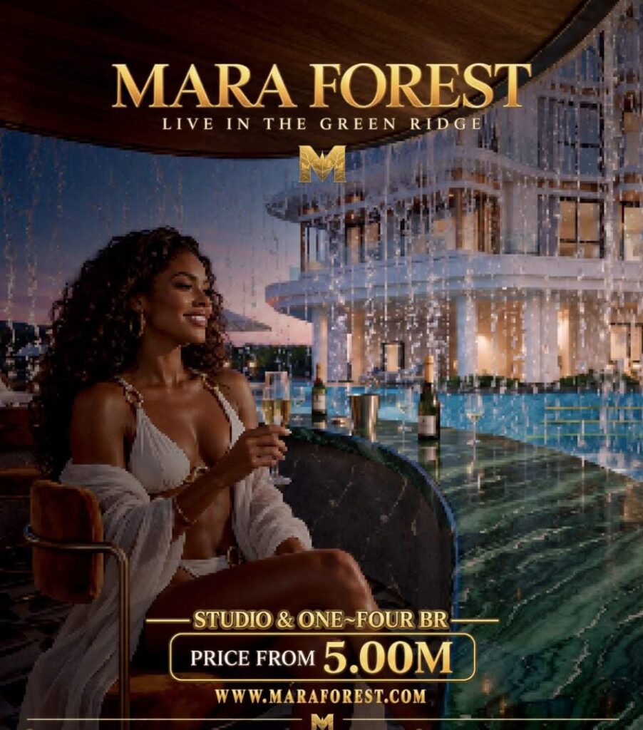 Mara Forest Residencies promotional architectural render: poolside lifestyle view